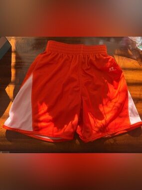 Russell Athletic Orange Mesh Shorts with White Side Panels